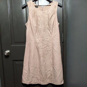 INC Light Pink Faux-Leather Front Cutout Dress